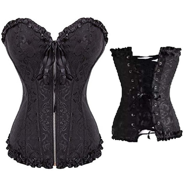 Women Sexy Waist Trainer Corset Lace Up Corsets Bustiers Waist Cincher Corset Burlesque Plus Size Overbust Corselet Gothic Lady-75