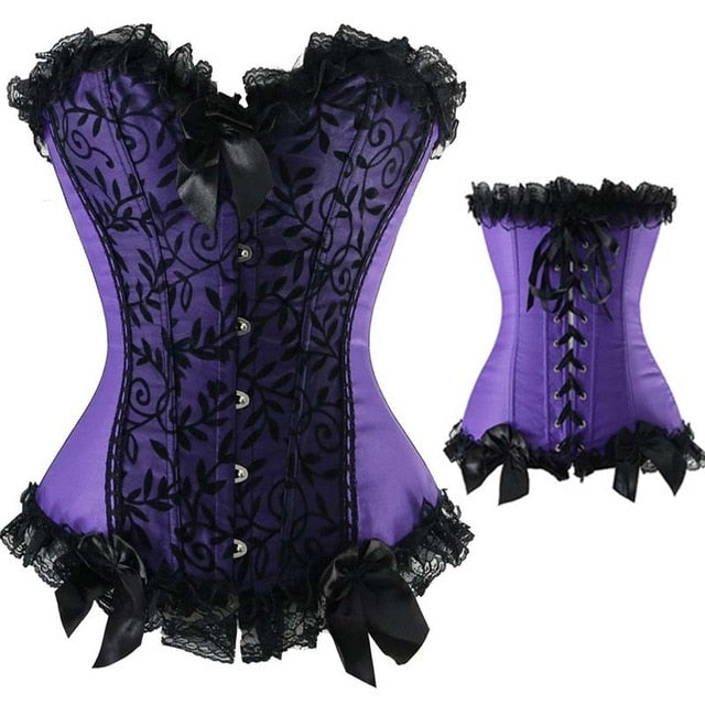 Women Sexy Waist Trainer Corset Lace Up Corsets Bustiers Waist Cincher Corset Burlesque Plus Size Overbust Corselet Gothic Lady-44