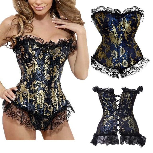 Women Sexy Waist Trainer Corset Lace Up Corsets Bustiers Waist Cincher Corset Burlesque Plus Size Overbust Corselet Gothic Lady-27