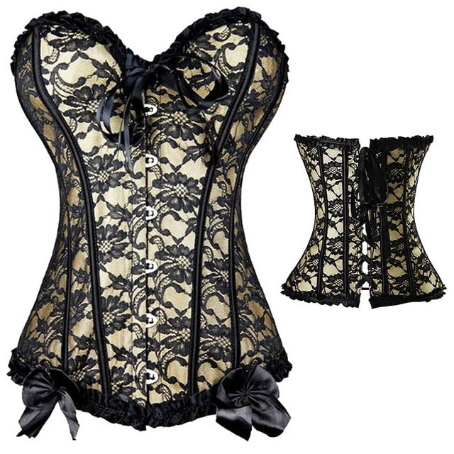 Women Sexy Waist Trainer Corset Lace Up Corsets Bustiers Waist Cincher Corset Burlesque Plus Size Overbust Corselet Gothic Lady-17