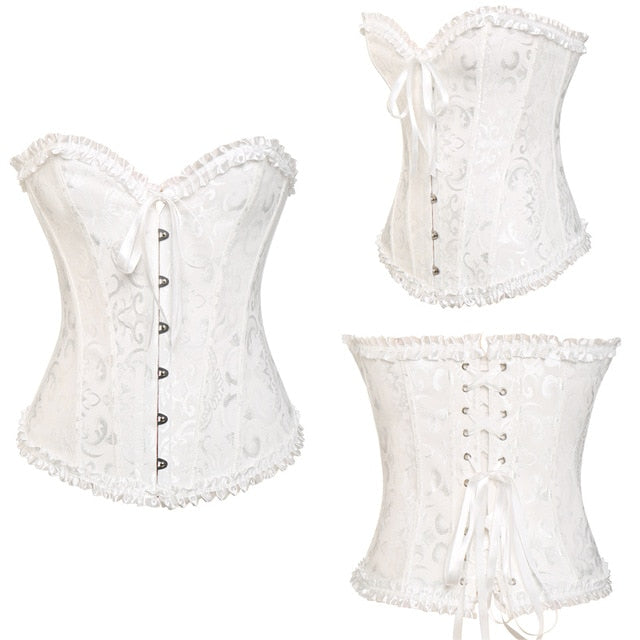 Women Sexy Waist Trainer Corset Lace Up Corsets Bustiers Waist Cincher Corset Burlesque Plus Size Overbust Corselet Gothic Lady-0