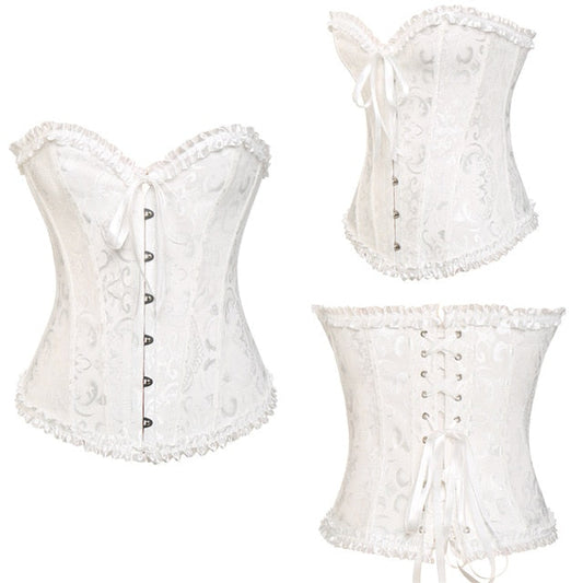 Women Sexy Waist Trainer Corset Lace Up Corsets Bustiers Waist Cincher Corset Burlesque Plus Size Overbust Corselet Gothic Lady-0