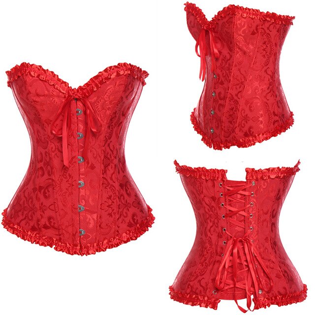 Women Sexy Waist Trainer Corset Lace Up Corsets Bustiers Waist Cincher Corset Burlesque Plus Size Overbust Corselet Gothic Lady-59