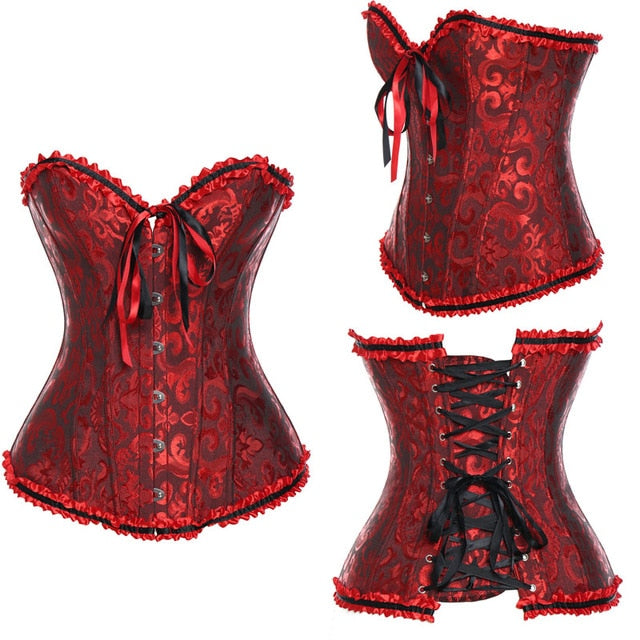 Women Sexy Waist Trainer Corset Lace Up Corsets Bustiers Waist Cincher Corset Burlesque Plus Size Overbust Corselet Gothic Lady-91