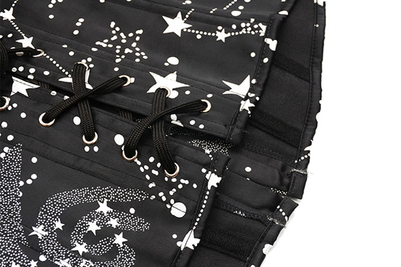 Astronomy Print Corsets Sexy Burlesque Corsetlet Gothic Sleeved Bustiers Steampunk Corsette Halloween Costume 14 Steel Bone Tops-28