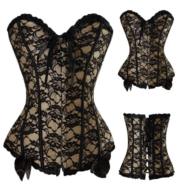 Sexy Corsets And Bustiers Lace Up Boned Overbust Costume Steampunk Waist Corset Dress Body Trainer Shapewear Top Plus Size-46