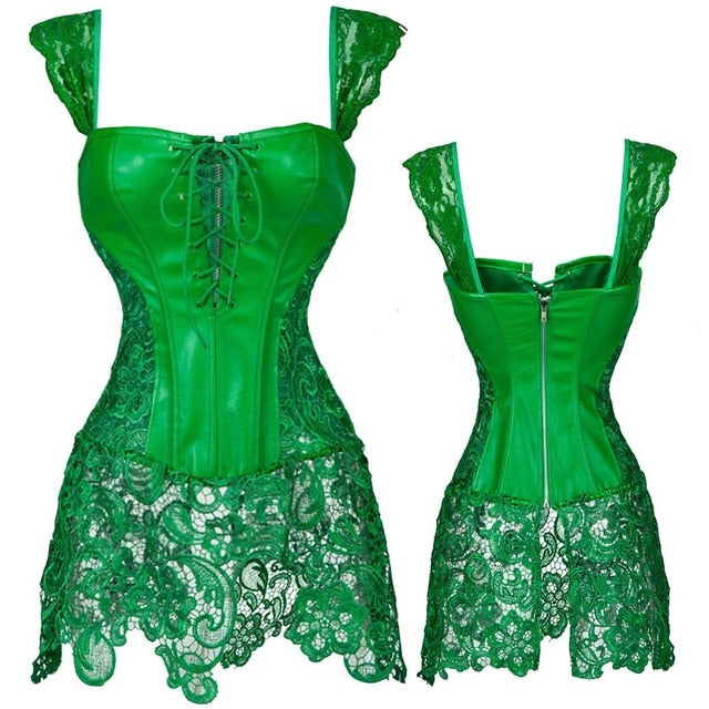 Women Sexy Burlesque Overbust Corset Bustier Top With Mini TuTu Skirt Fancy Dresses Costume Sexy Gothic Corsets Dress-64