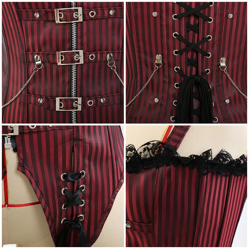 Steampunk Corset Gothic Dress Women Sexy Clothes Plastic Boned Cincher Bustier Burlesque Overbust lingerie Shapewear-25