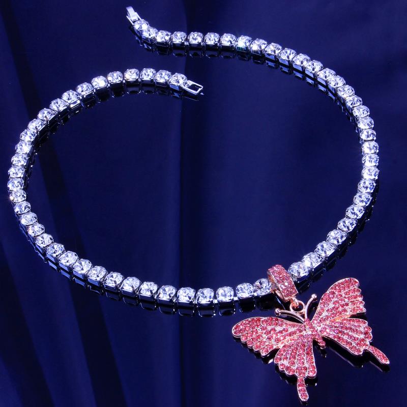 Zircon Butterfly Necklace Tennis Chain Crystal Rhinestone Pendant Necklaces For Women Choker Collares Jewelry-25
