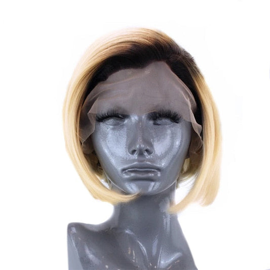 Short Straight Hair Synthetic Blonde Side Part Lace Front Wig  Heat Resistant Cosplay Wigs For black Women-0