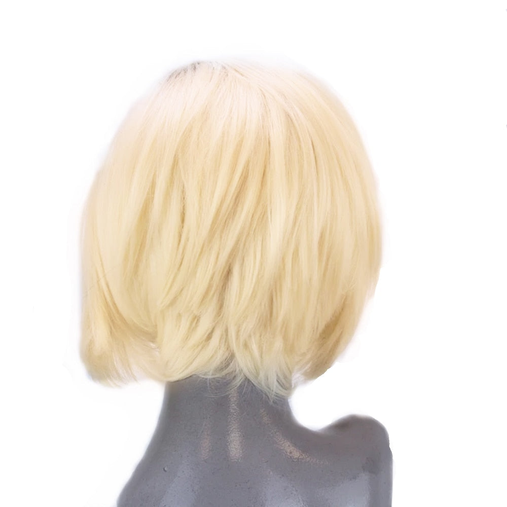 Short Straight Hair Synthetic Blonde Side Part Lace Front Wig  Heat Resistant Cosplay Wigs For black Women-5