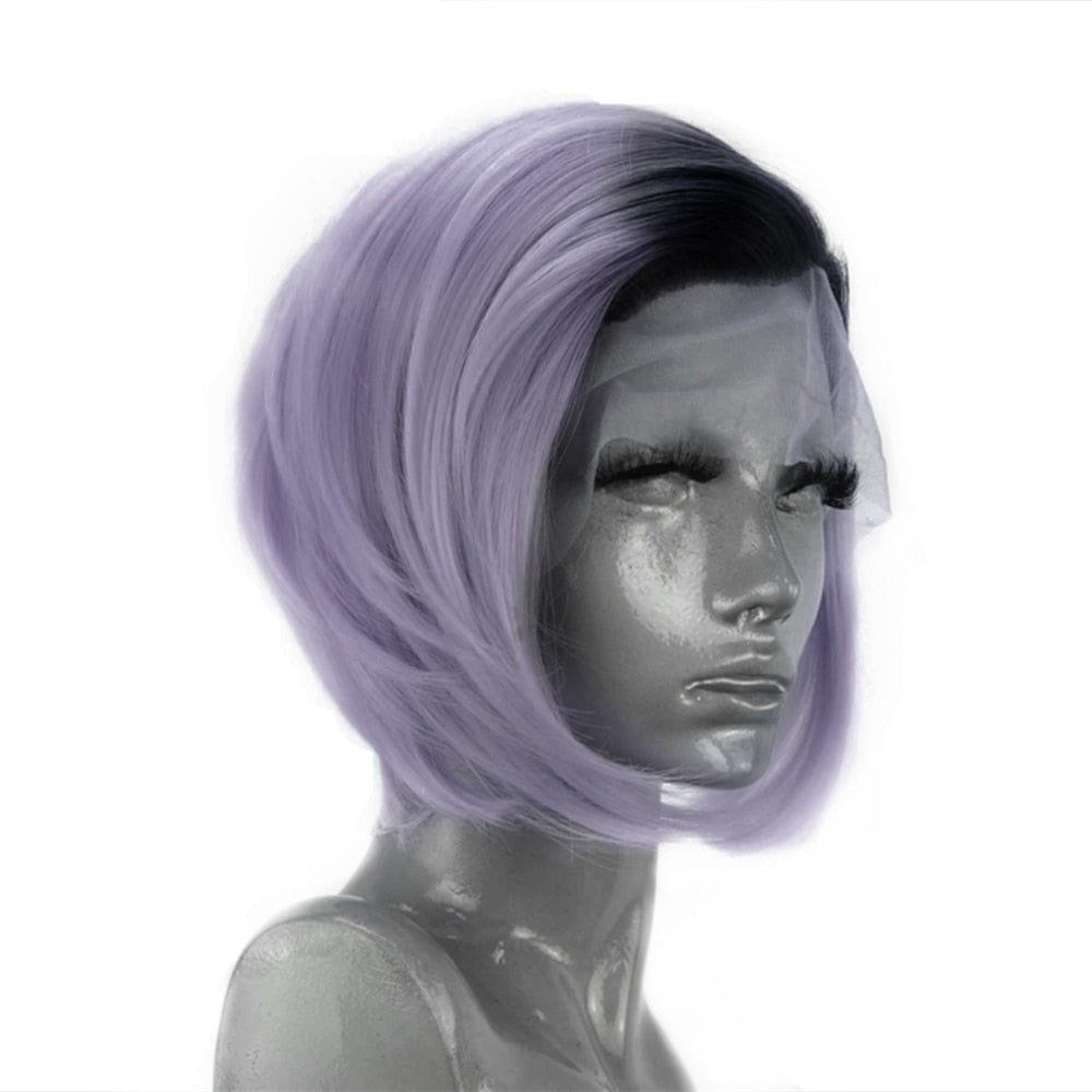 Short Straight Hair Synthetic Blonde Side Part Lace Front Wig  Heat Resistant Cosplay Wigs For black Women-9