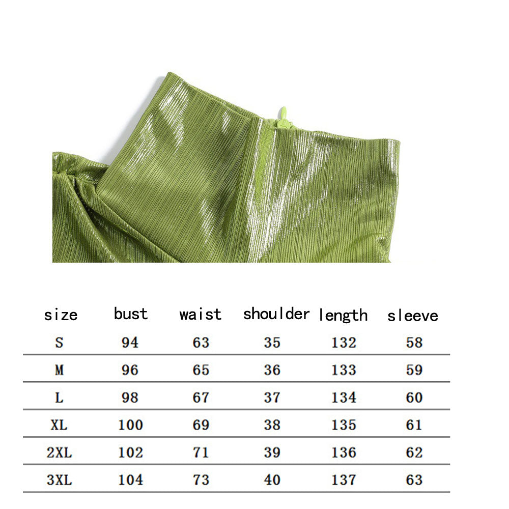 Women's New Autumn Halter Sexy Avocado Green Dress Maxi Party Runway Dress Split Spring Elegant Vestido Green-20