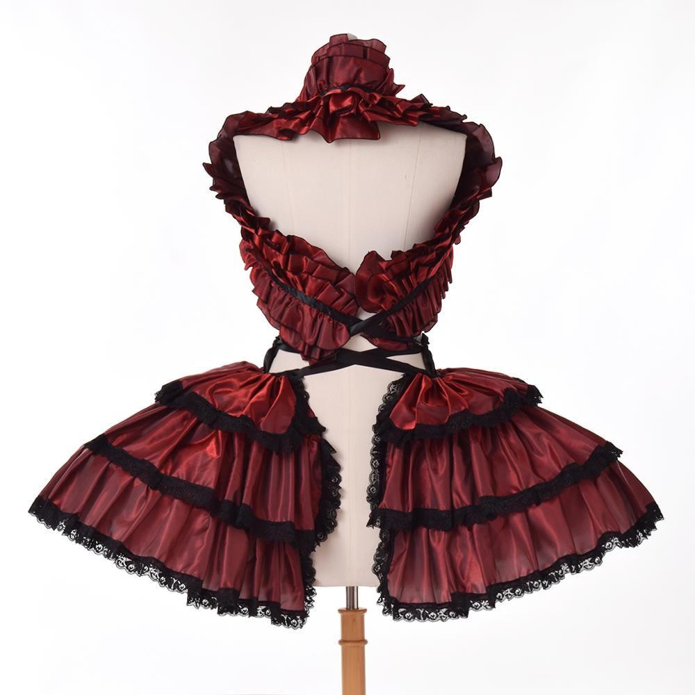 Retro Women Carnival Costumes Ruffles Corset Crop Bustle Dress-17