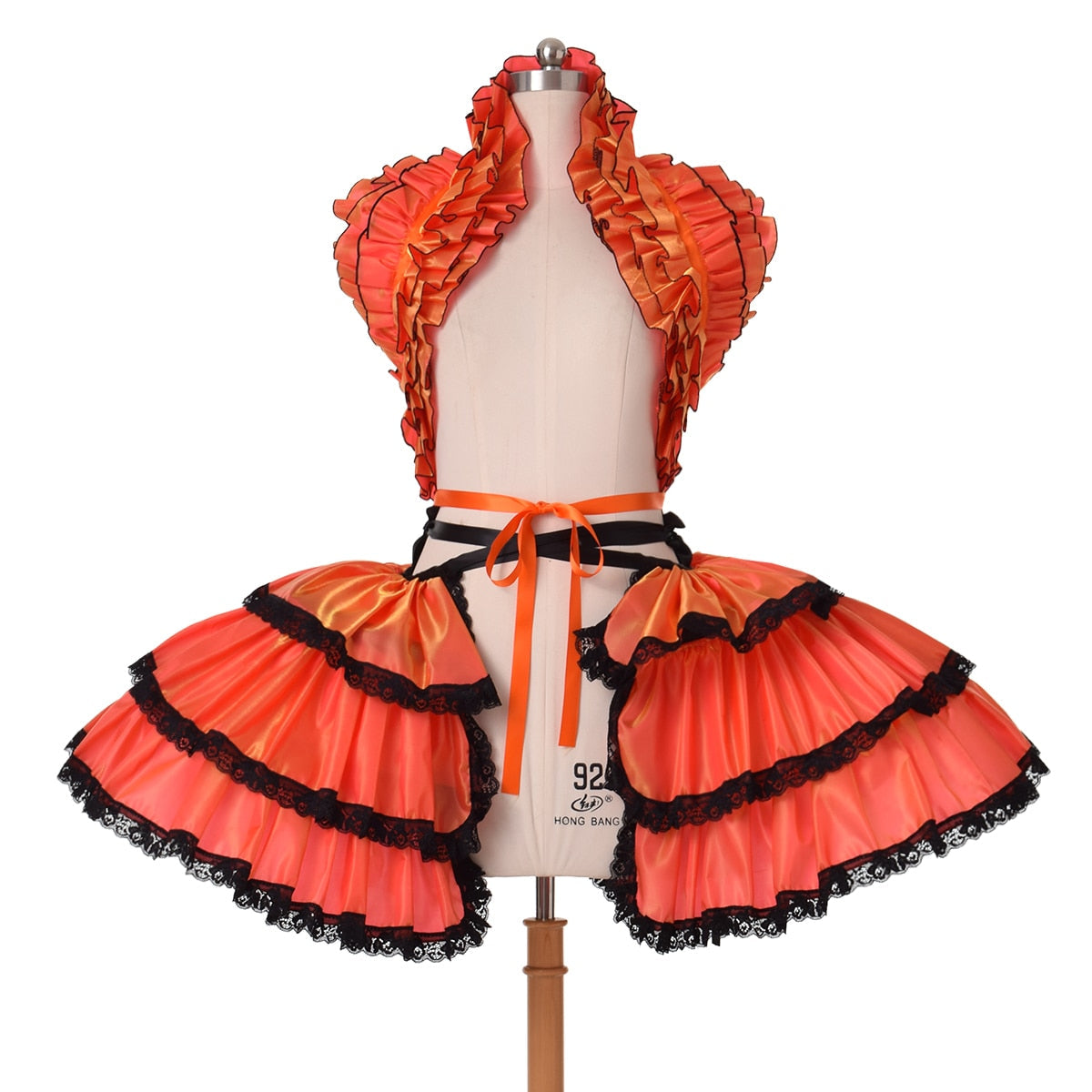 Retro Women Carnival Costumes Ruffles Corset Crop Bustle Dress-13
