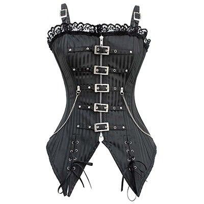 Steampunk Women Sexy Corset Bustier Buckle Zipper Lace Up Lingerie Shapewear Waist Trainer Cincher Corsets Bustiers-0