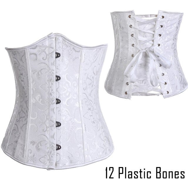 Women Sexy Waist Cincher Corsets 24 Steel Boned Bustiers Corset Underbust Satin Body Shaper Lingerie Waist Cincher Corselet-60