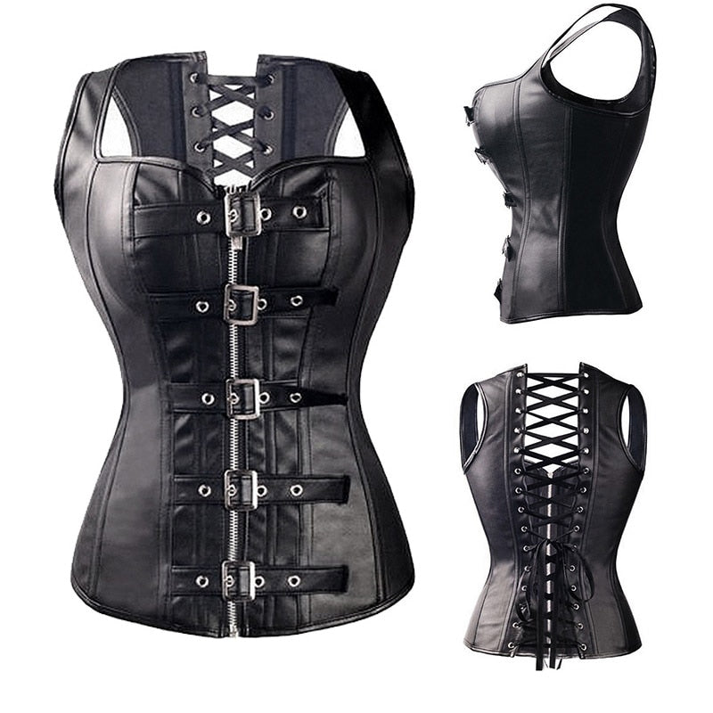 Wholesale Steampunk Corset Steel Boned Lace up Body Sexy Overbust Women Corsets and Bustiers Black Dress Plus Size S-6XL Top-35