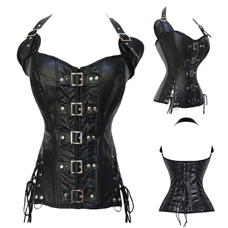 Wholesale Steampunk Corset Steel Boned Lace up Body Sexy Overbust Women Corsets and Bustiers Black Dress Plus Size S-6XL Top-46