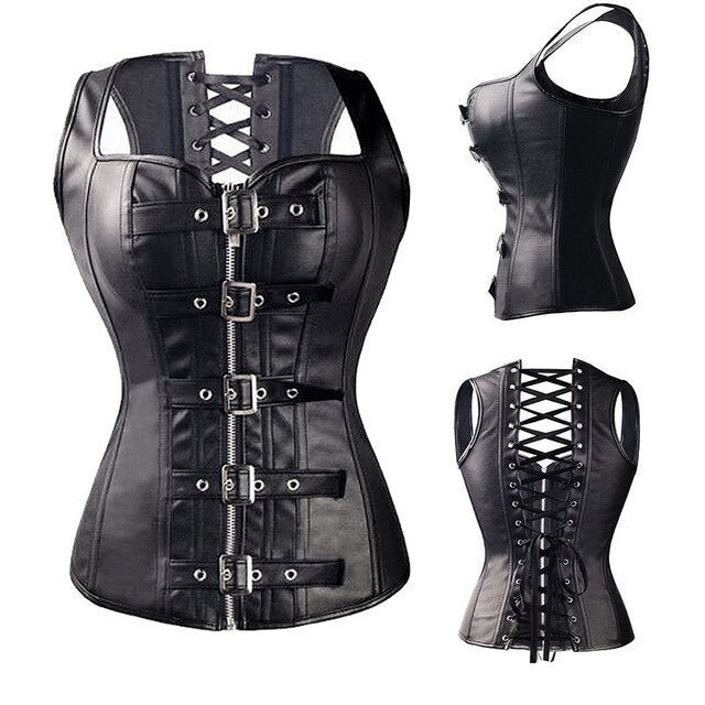 Wholesale Steampunk Corset Steel Boned Lace up Body Sexy Overbust Women Corsets and Bustiers Black Dress Plus Size S-6XL Top-0