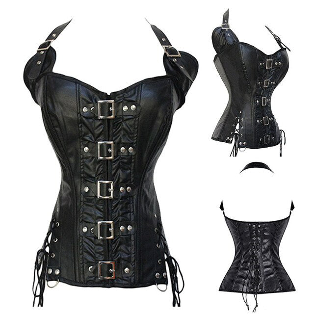 Wholesale Steampunk Corset Steel Boned Lace up Body Sexy Overbust Women Corsets and Bustiers Black Dress Plus Size S-6XL Top-9